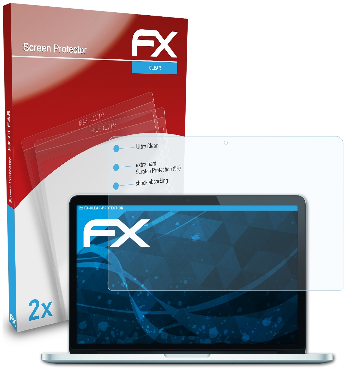 ATFOLIX 2x Apple Displayschutz(für MacBook Retina) 13,3 FX-Clear Pro