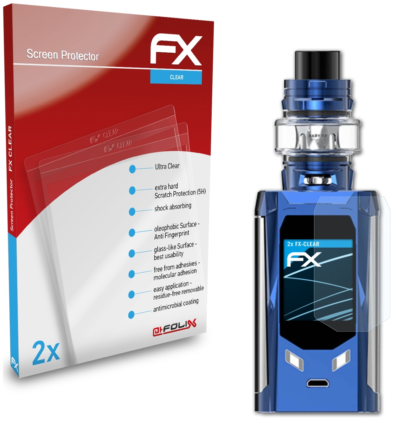 ATFOLIX 2x FX-Clear Displayschutz(für R-Kiss) Smok