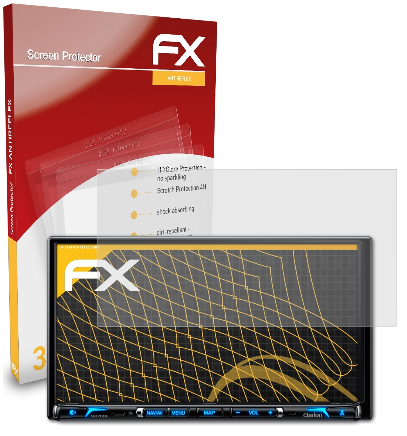 Displayschutz(für 3x FX-Antireflex ATFOLIX NX706E) Clarion