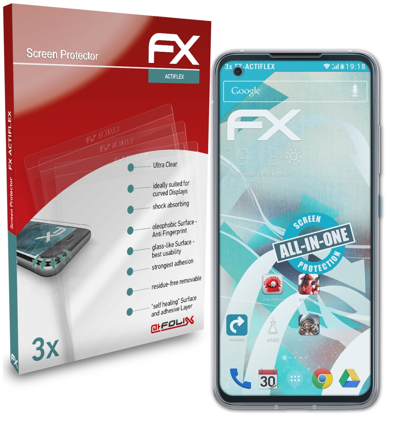 3x Asus FX-ActiFleX ATFOLIX Zenfone Displayschutz(für 8)
