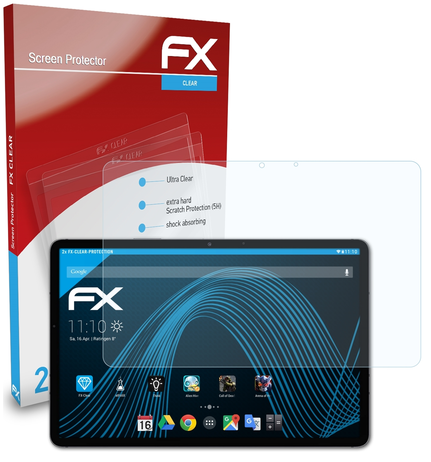 Displayschutz(für Galaxy Samsung ATFOLIX 2x FX-Clear S7) Tab