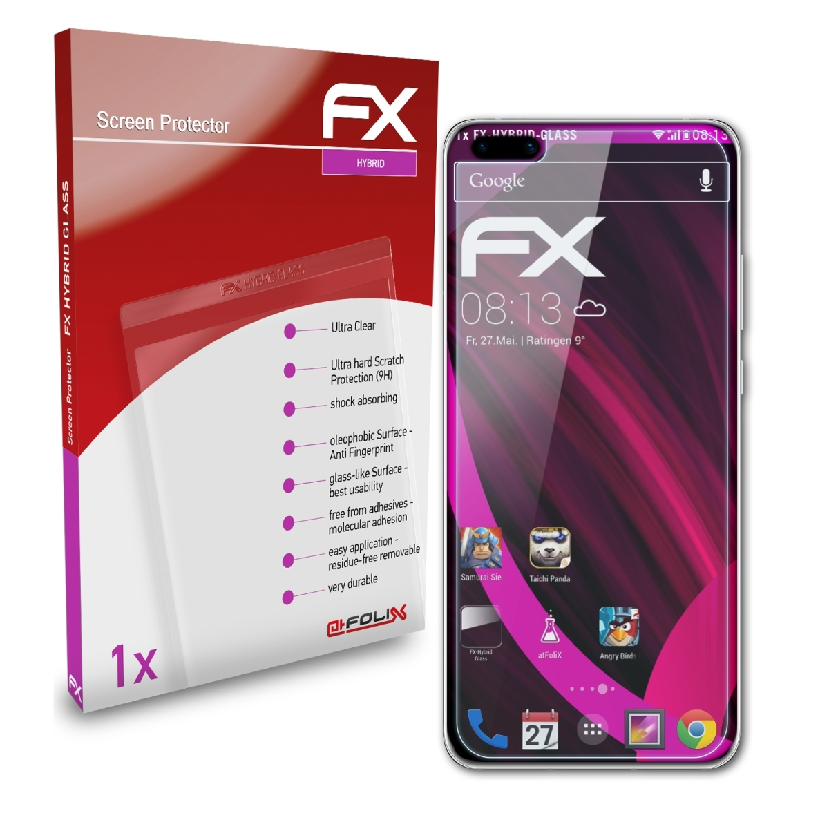 P40 Pro ATFOLIX Schutzglas(für Huawei (Fullcover)) FX-Hybrid-Glass