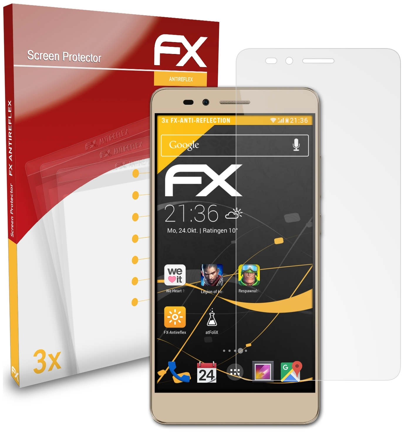 Honor Displayschutz(für 5X) ATFOLIX FX-Antireflex Huawei 3x