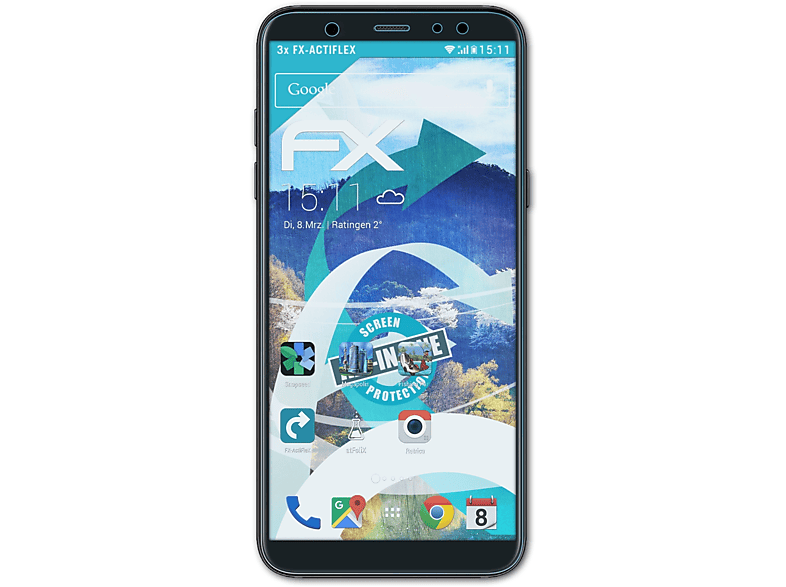 ATFOLIX 3x FX-ActiFleX Galaxy A6 (2018)) Displayschutz(für Plus Samsung