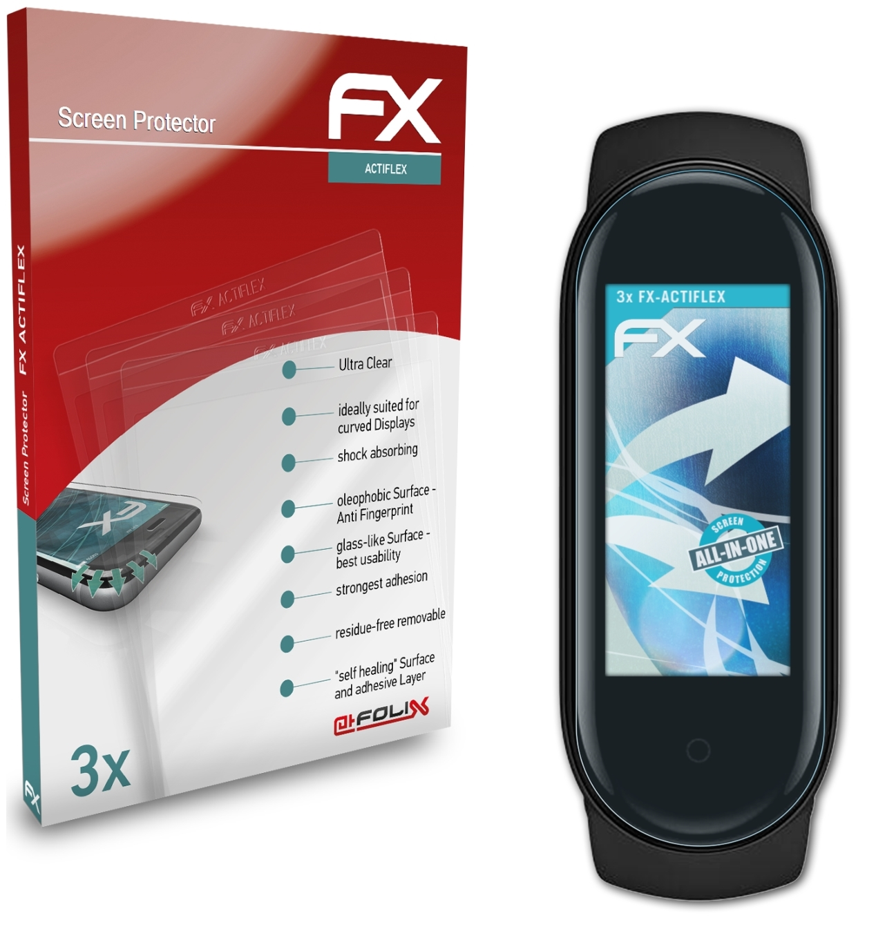 ATFOLIX 3x FX-ActiFleX Displayschutz(für Band 5) Amazfit