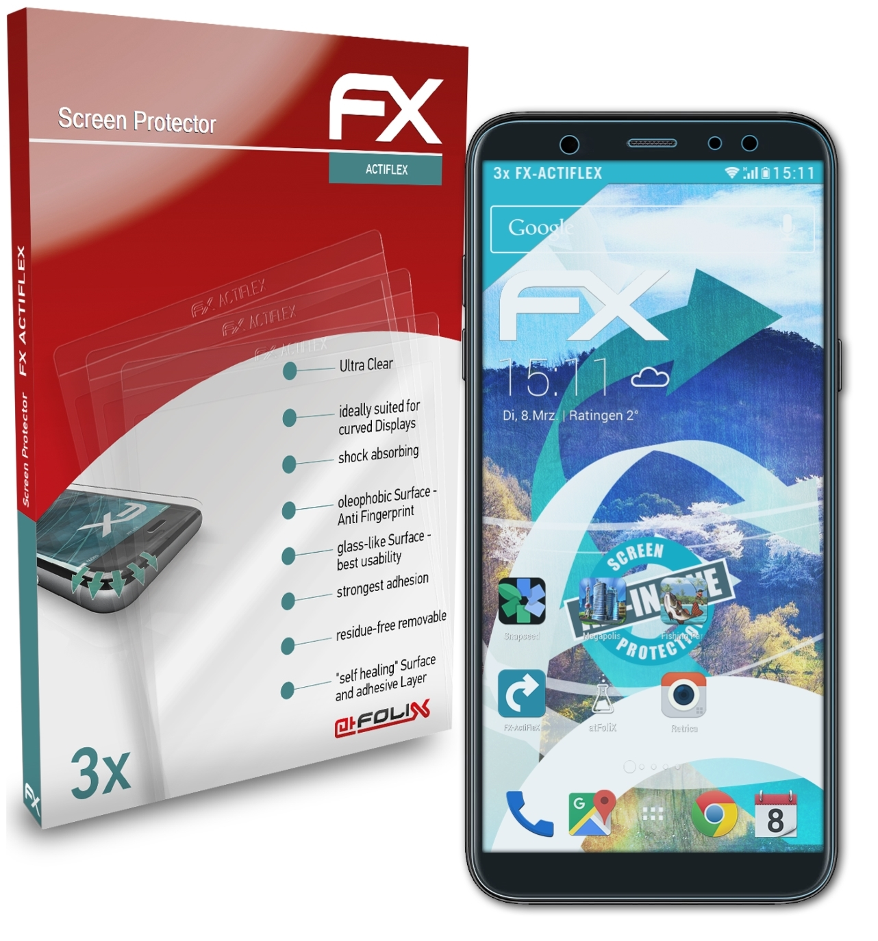 ATFOLIX 3x FX-ActiFleX Galaxy A6 (2018)) Displayschutz(für Plus Samsung