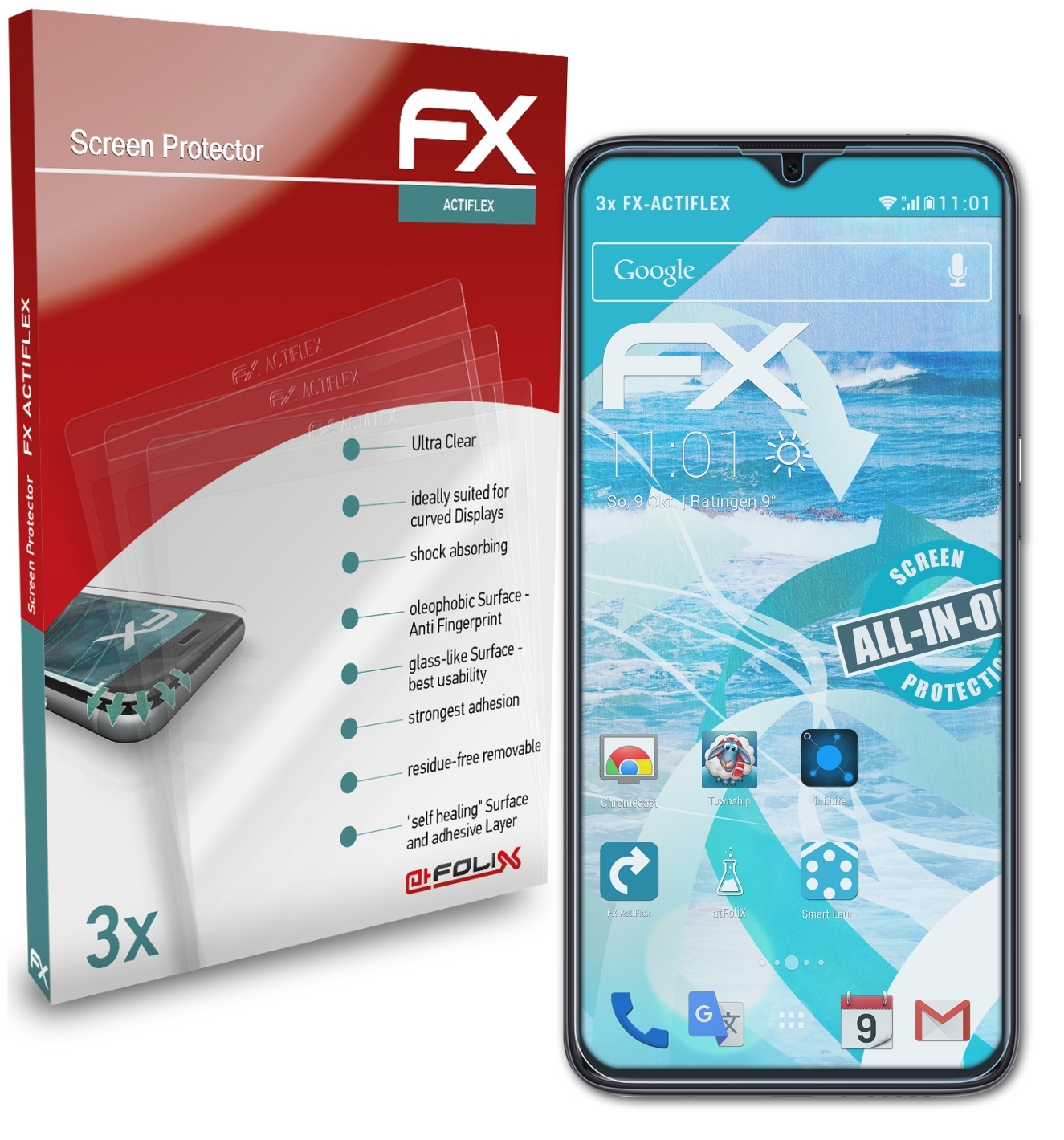 ATFOLIX FX-ActiFleX Redmi 8) Displayschutz(für 3x Xiaomi
