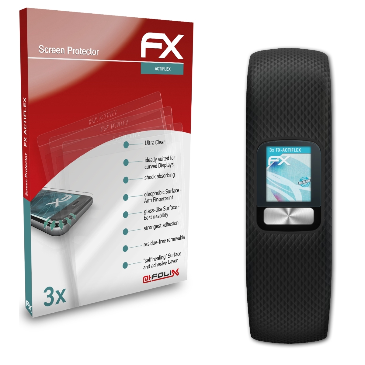 3x 4) Vivofit ATFOLIX FX-ActiFleX Garmin Displayschutz(für