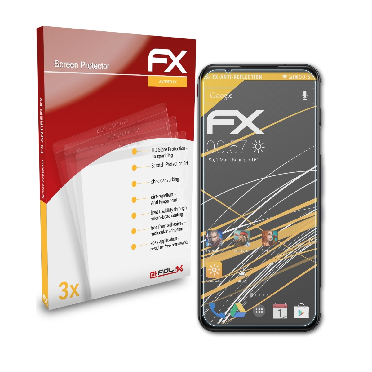 ATFOLIX 3x FX-Antireflex Nubia Magic Displayschutz(für Red 5G)