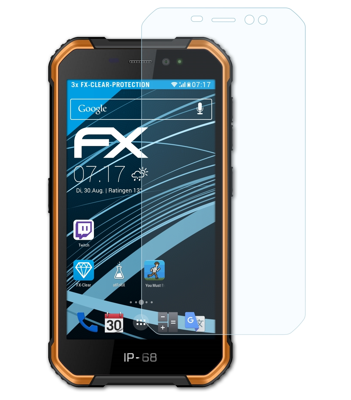 ATFOLIX 3x FX-Clear Displayschutz(für Ulefone Armor X6)