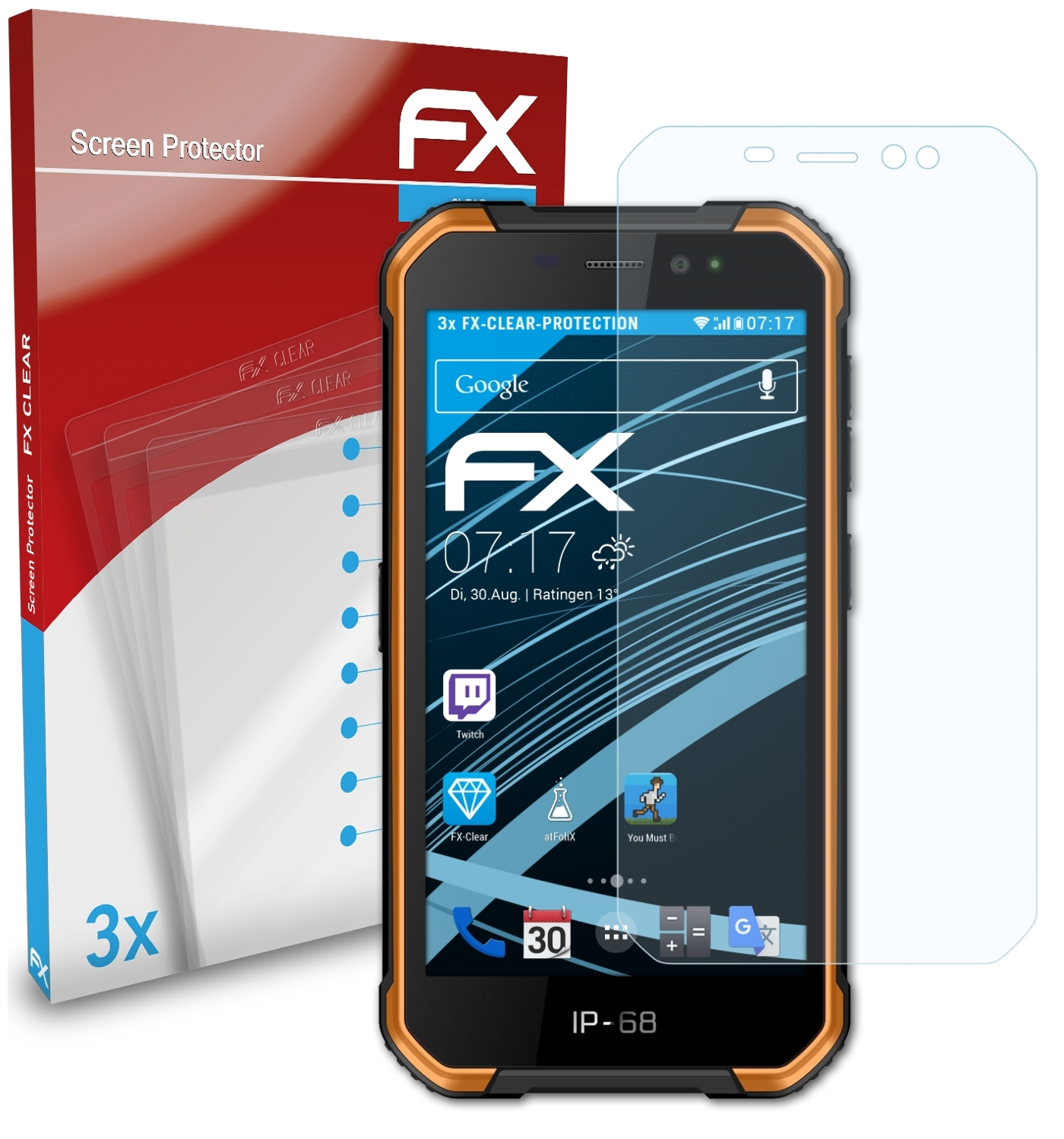 X6) Ulefone FX-Clear 3x ATFOLIX Displayschutz(für Armor