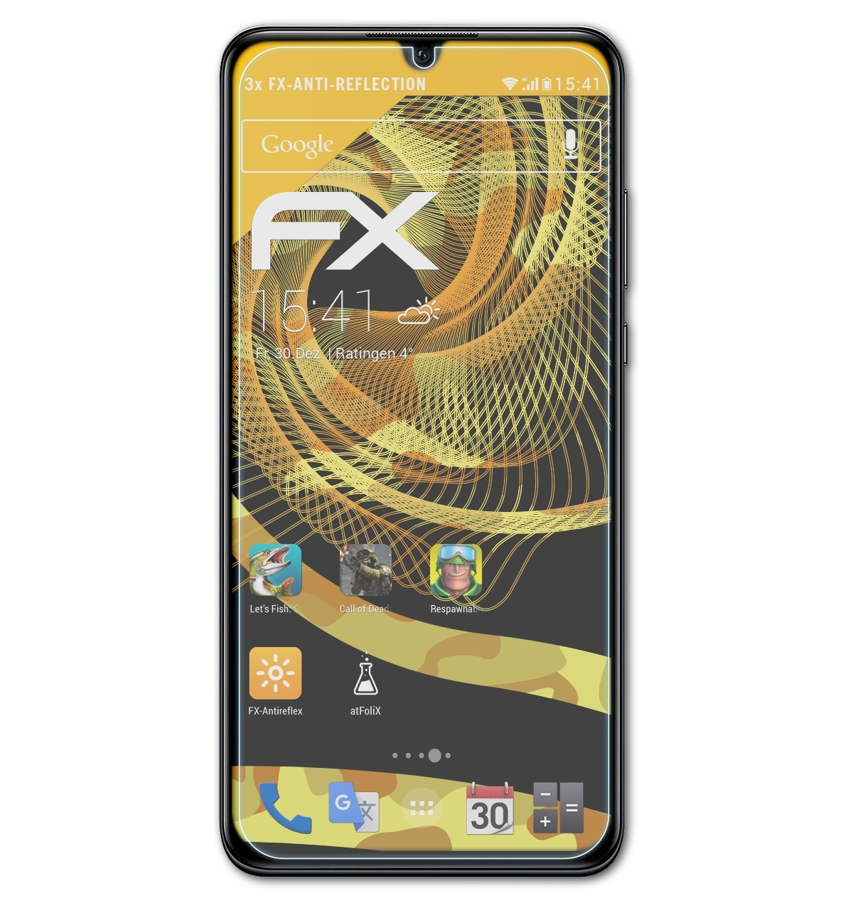3x ATFOLIX FX-Antireflex Huawei lite) P30 Displayschutz(für