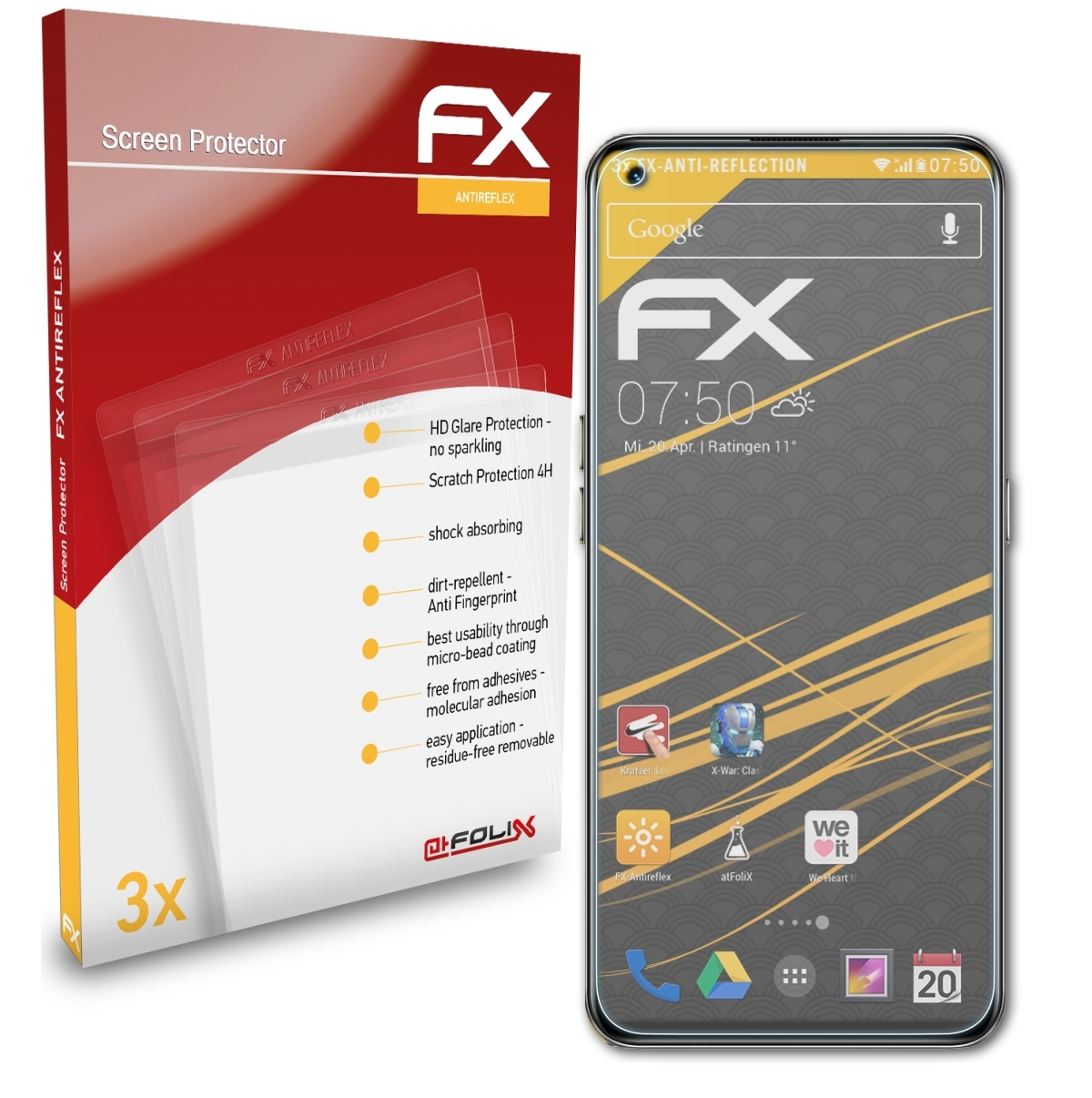 ATFOLIX 3x FX-Antireflex Displayschutz(für Realme GT)