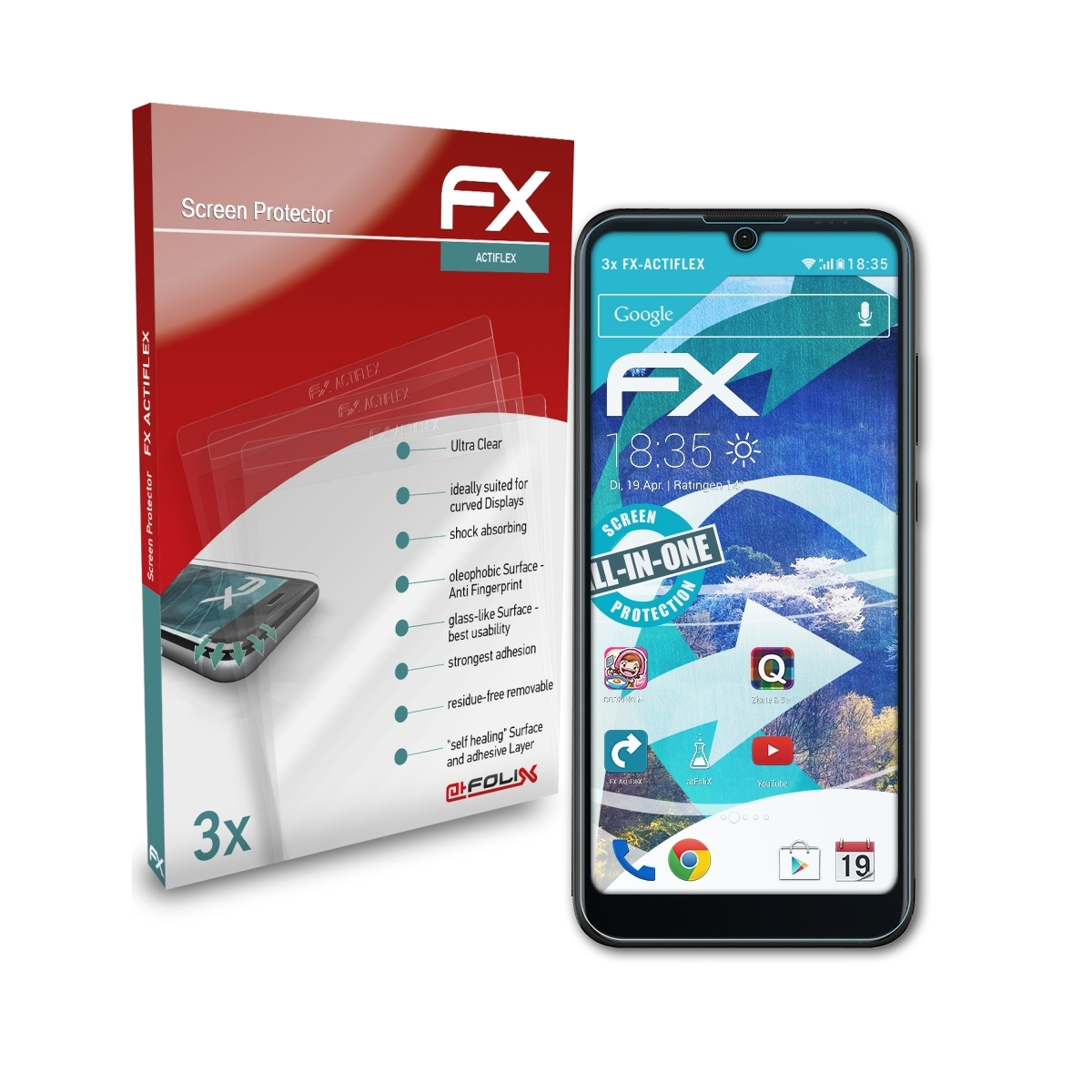 ATFOLIX 3x Displayschutz(für Wiko 3) FX-ActiFleX Ride