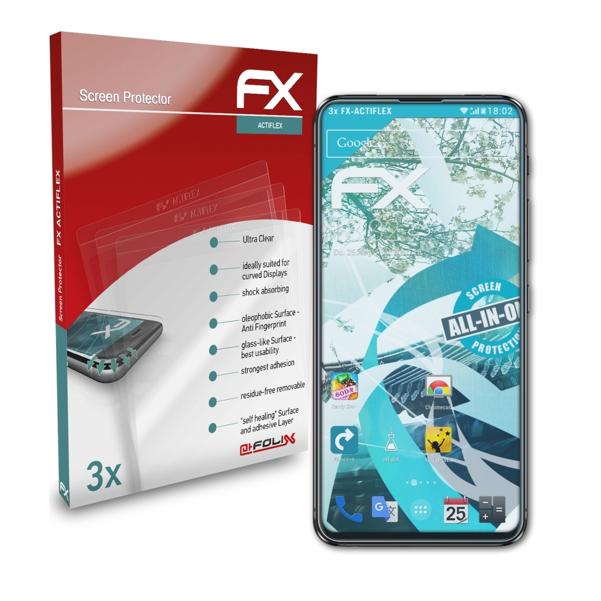 ATFOLIX 3x Asus (ZS630KL)) FX-ActiFleX 6 Displayschutz(für Zenfone