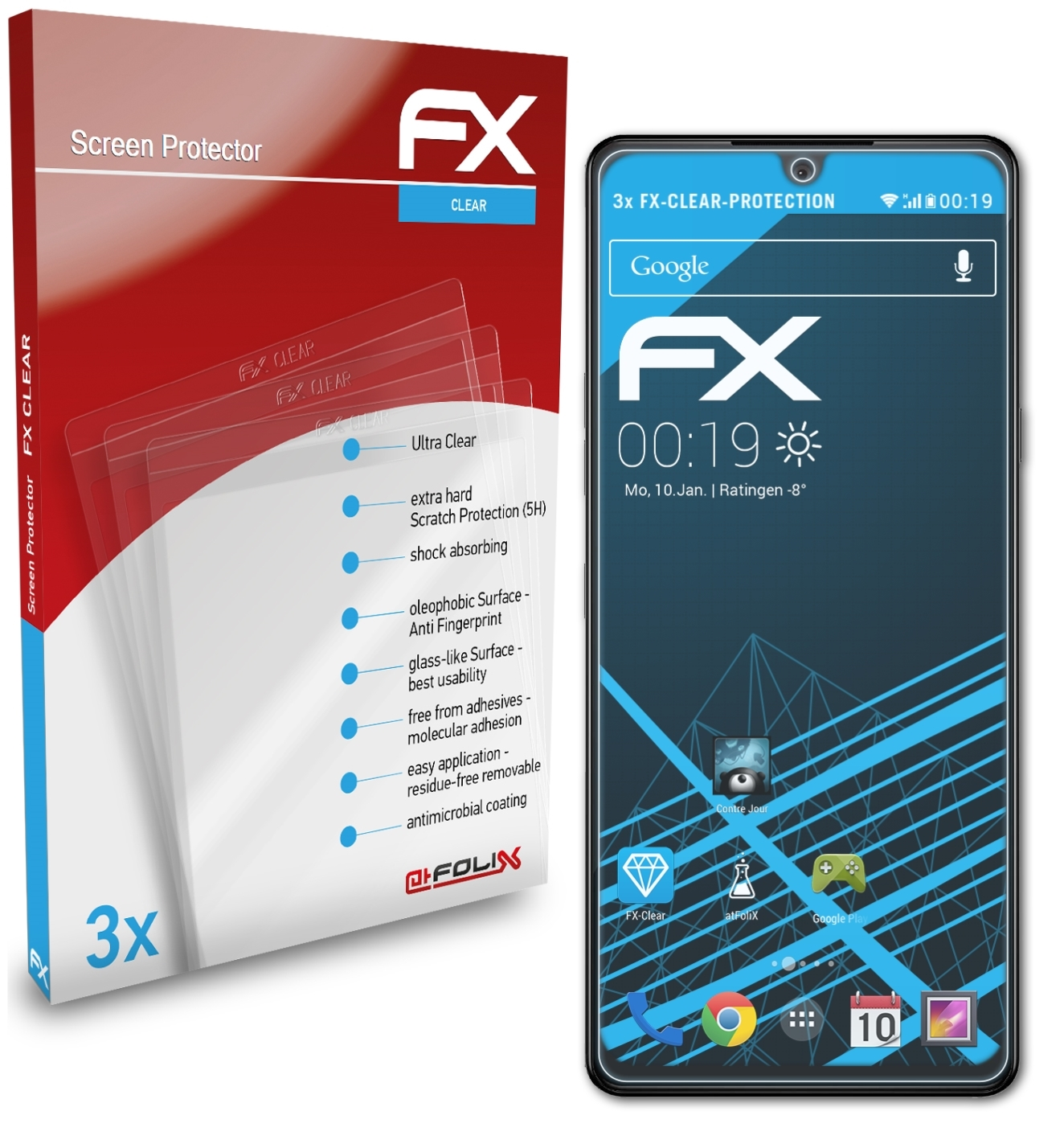 3x Displayschutz(für FX-Clear LG ATFOLIX Stylo 6)