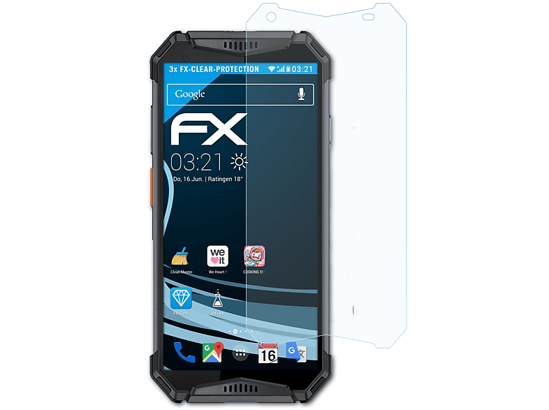 ATFOLIX 3x FX-Clear Displayschutz(für Ulefone Armor 3WT)