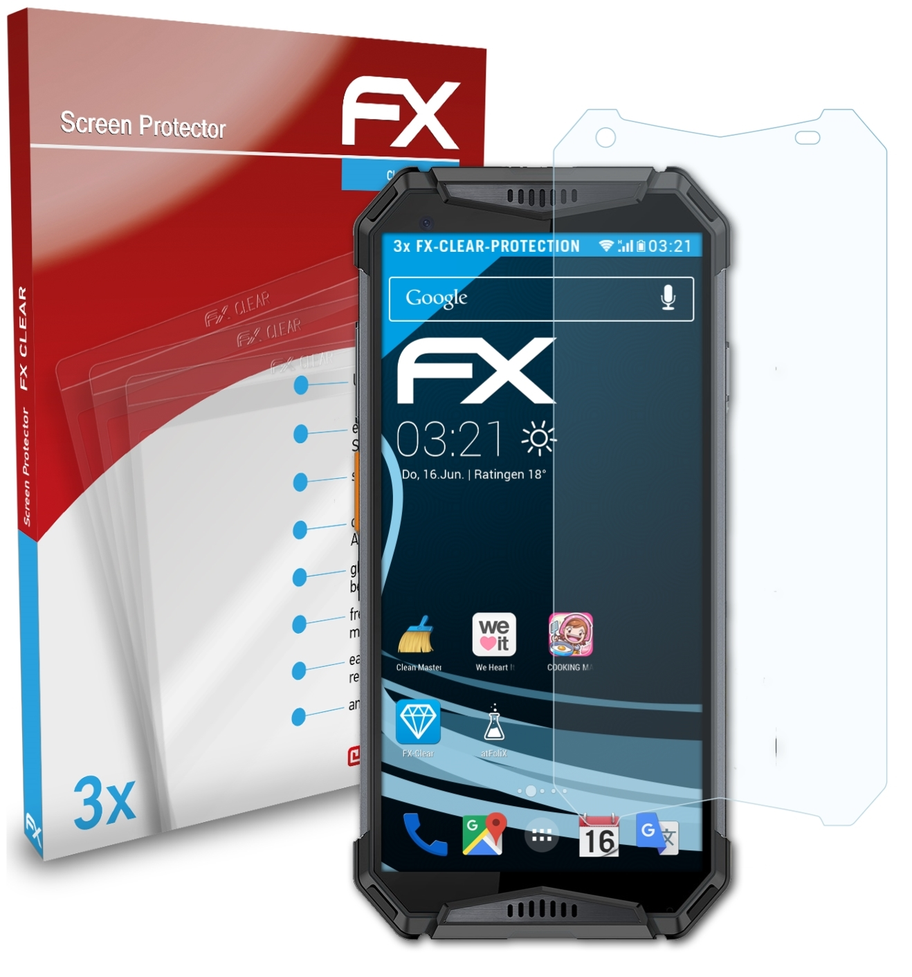 ATFOLIX Displayschutz(für Armor 3WT) FX-Clear Ulefone 3x