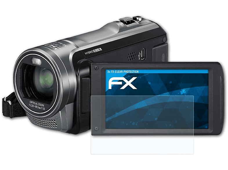 ATFOLIX 3x FX-Clear Displayschutz(für Panasonic HC-V500)