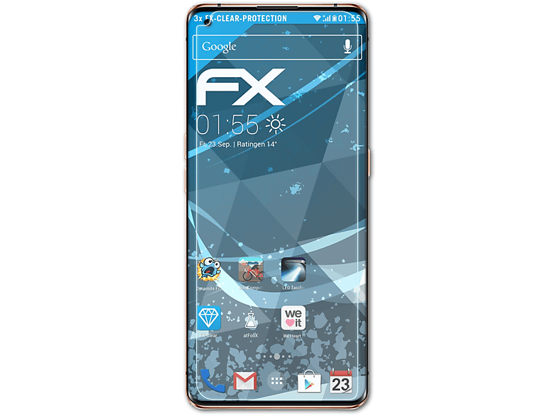 ATFOLIX 3x FX-Clear Displayschutz(für Oppo Find X2 Pro)