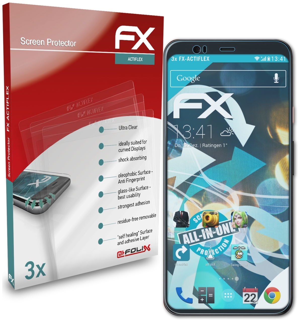 4) Google ATFOLIX Pixel 3x Displayschutz(für FX-ActiFleX