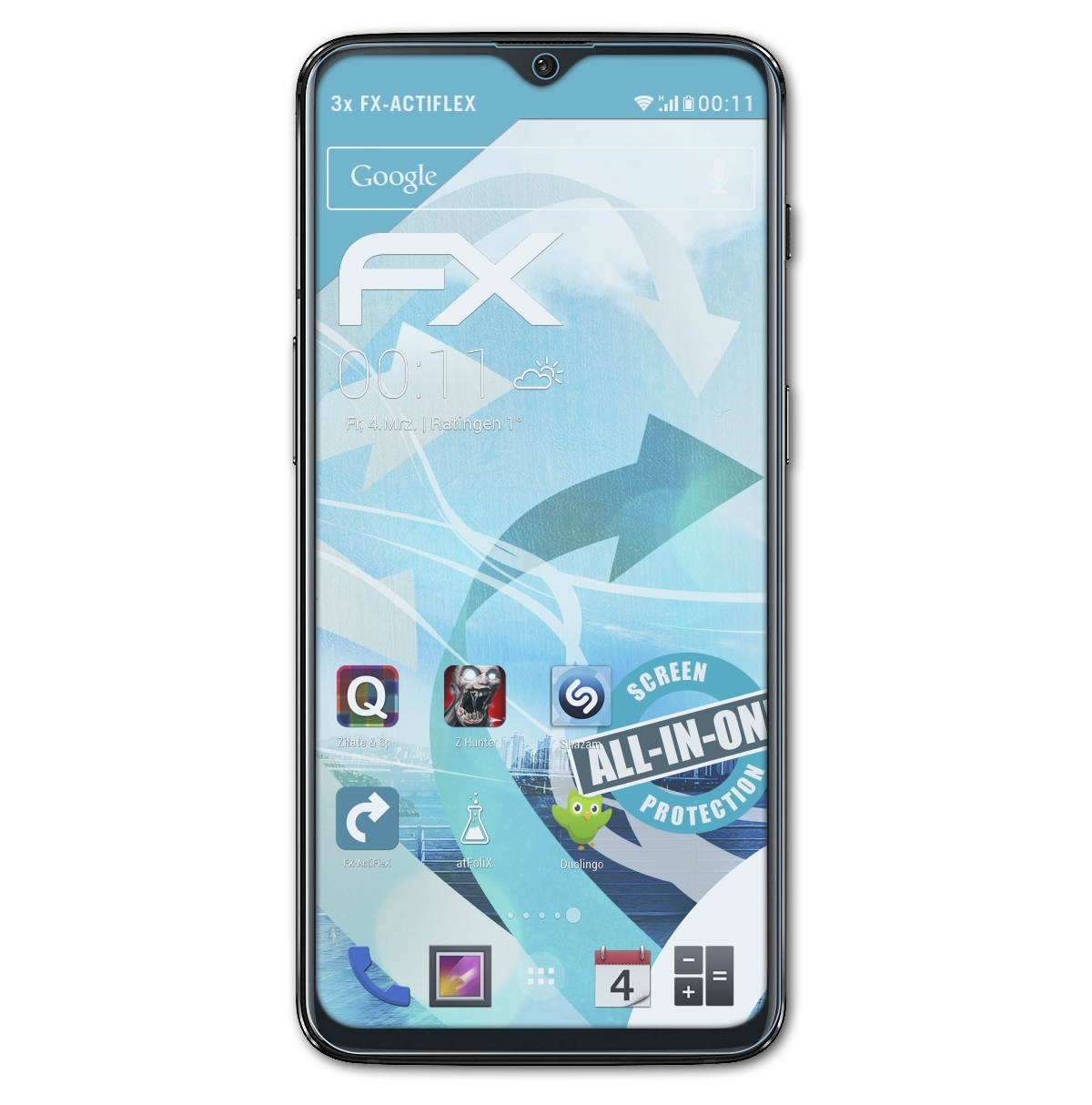 OnePlus FX-ActiFleX 6T) Displayschutz(für ATFOLIX 3x