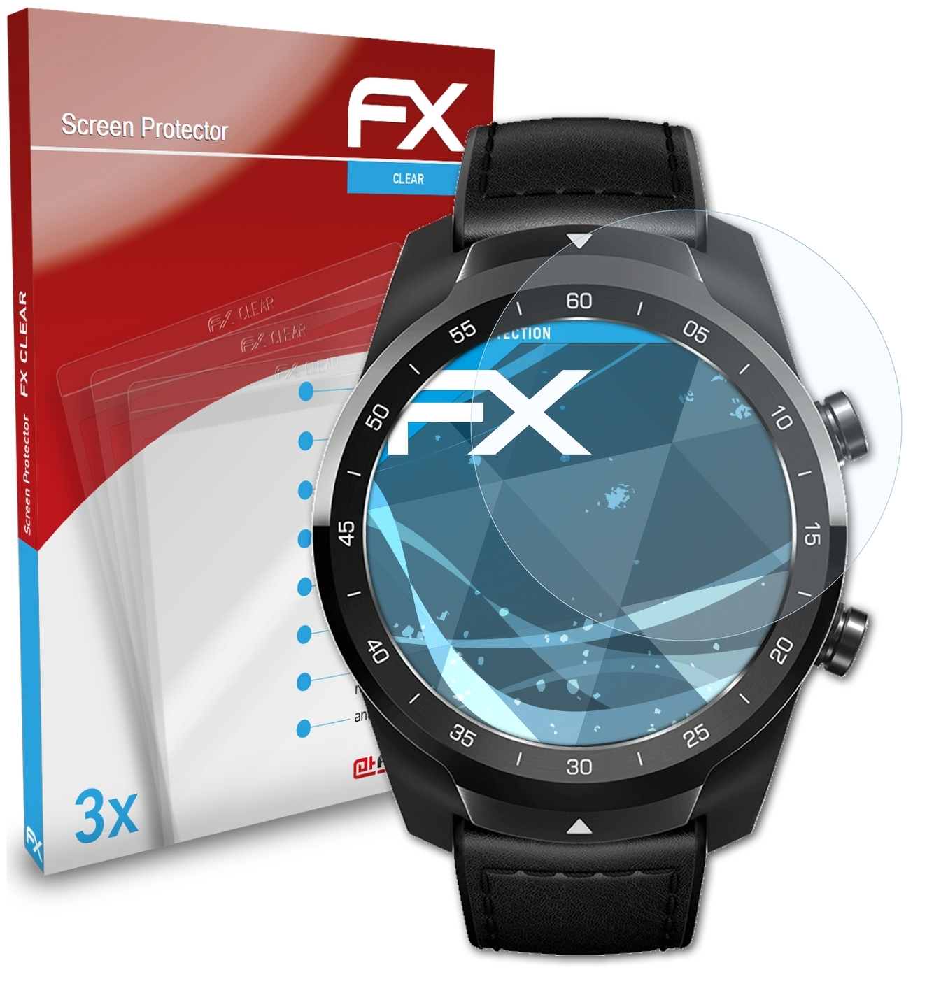 ATFOLIX 3x TicWatch Pro S) FX-Clear Displayschutz(für Mobvoi