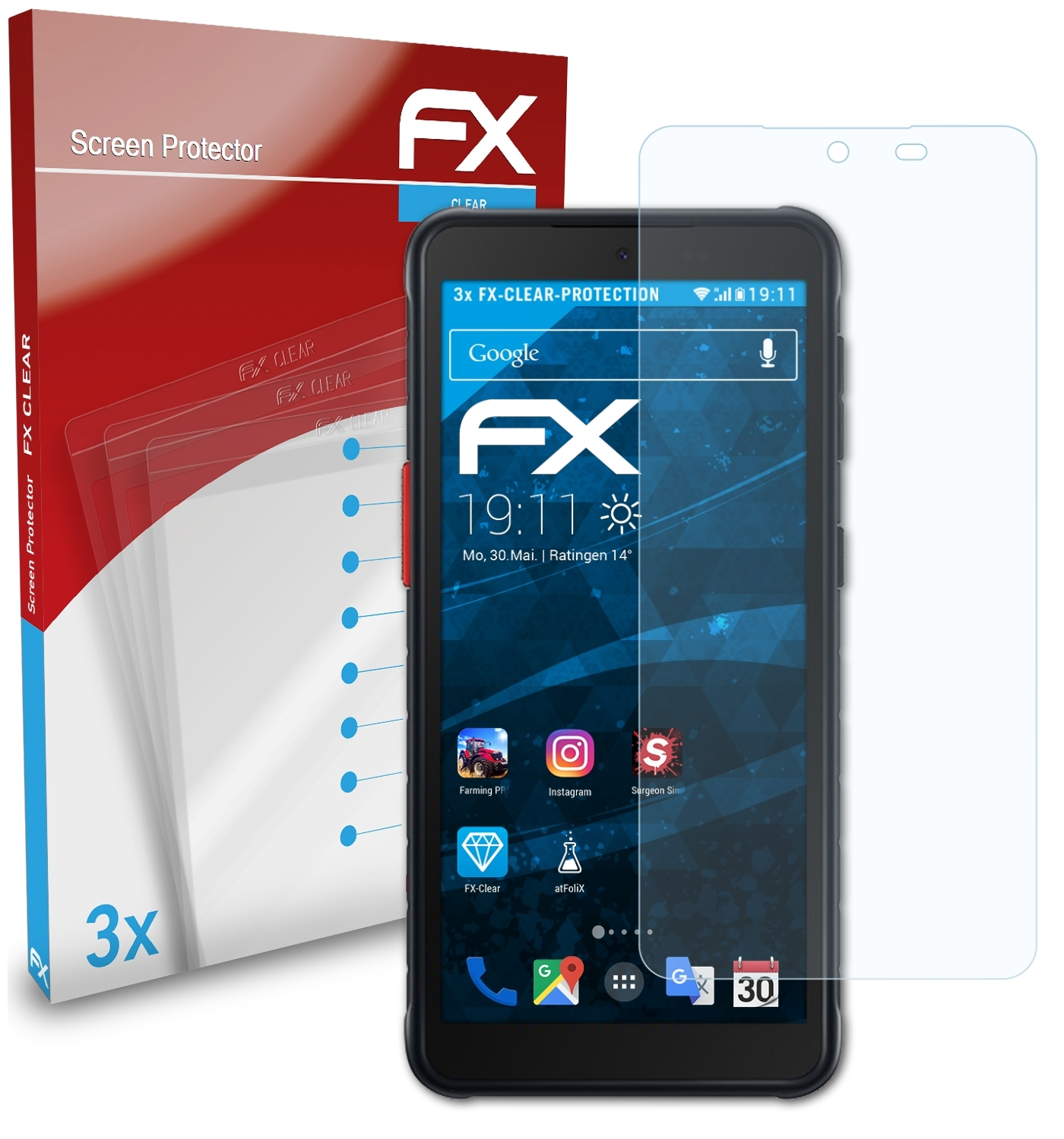 ATFOLIX 3x Displayschutz(für Galaxy FX-Clear Samsung 5) XCover