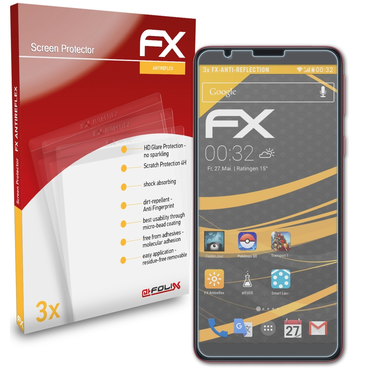 ATFOLIX 3x Displayschutz(für A3 Samsung FX-Antireflex Core) Galaxy