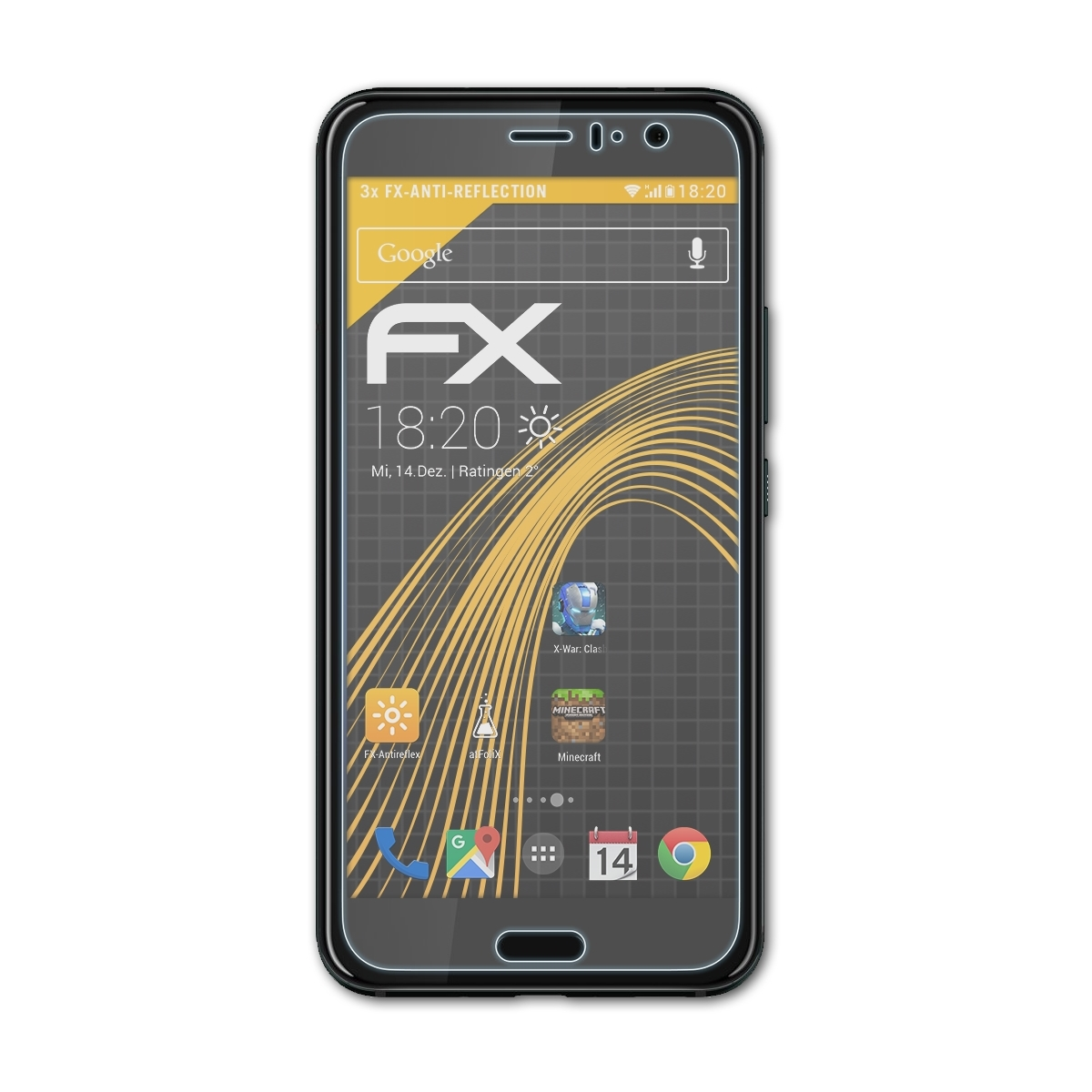 ATFOLIX 3x FX-Antireflex Displayschutz(für HTC U11)