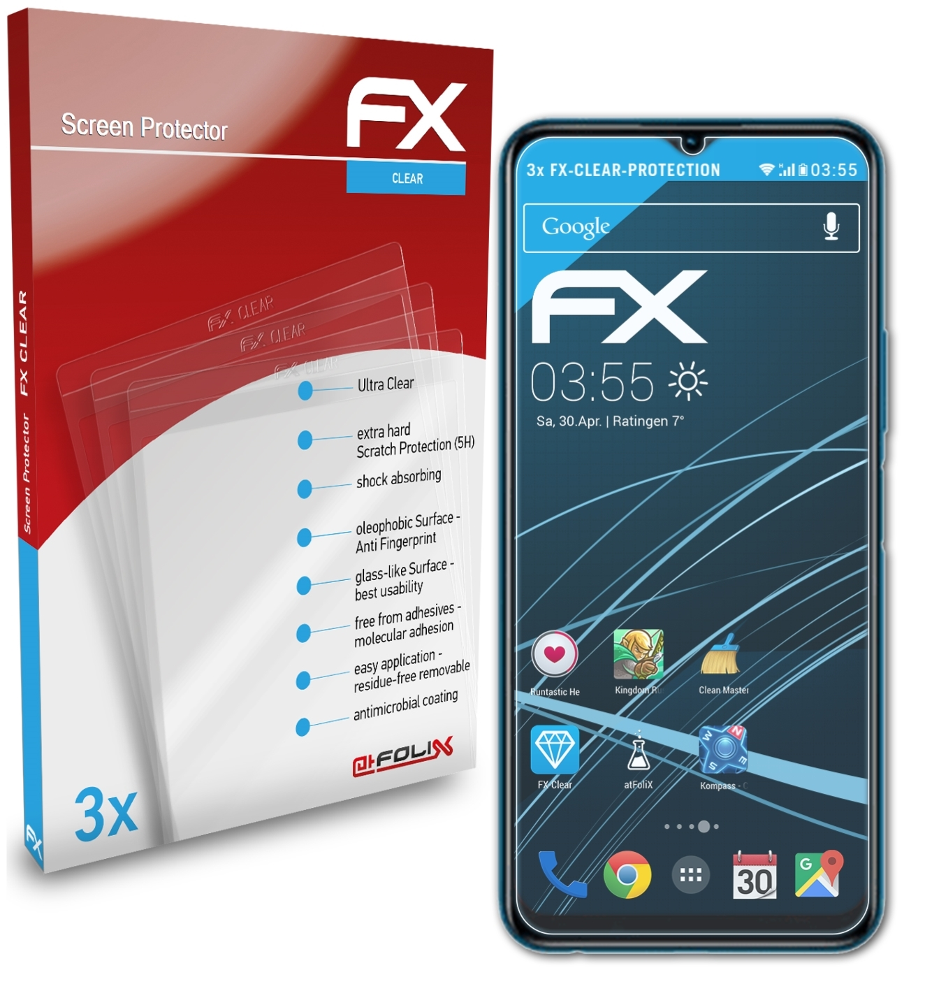 FX-Clear ATFOLIX 3x Y12G) Vivo Displayschutz(für