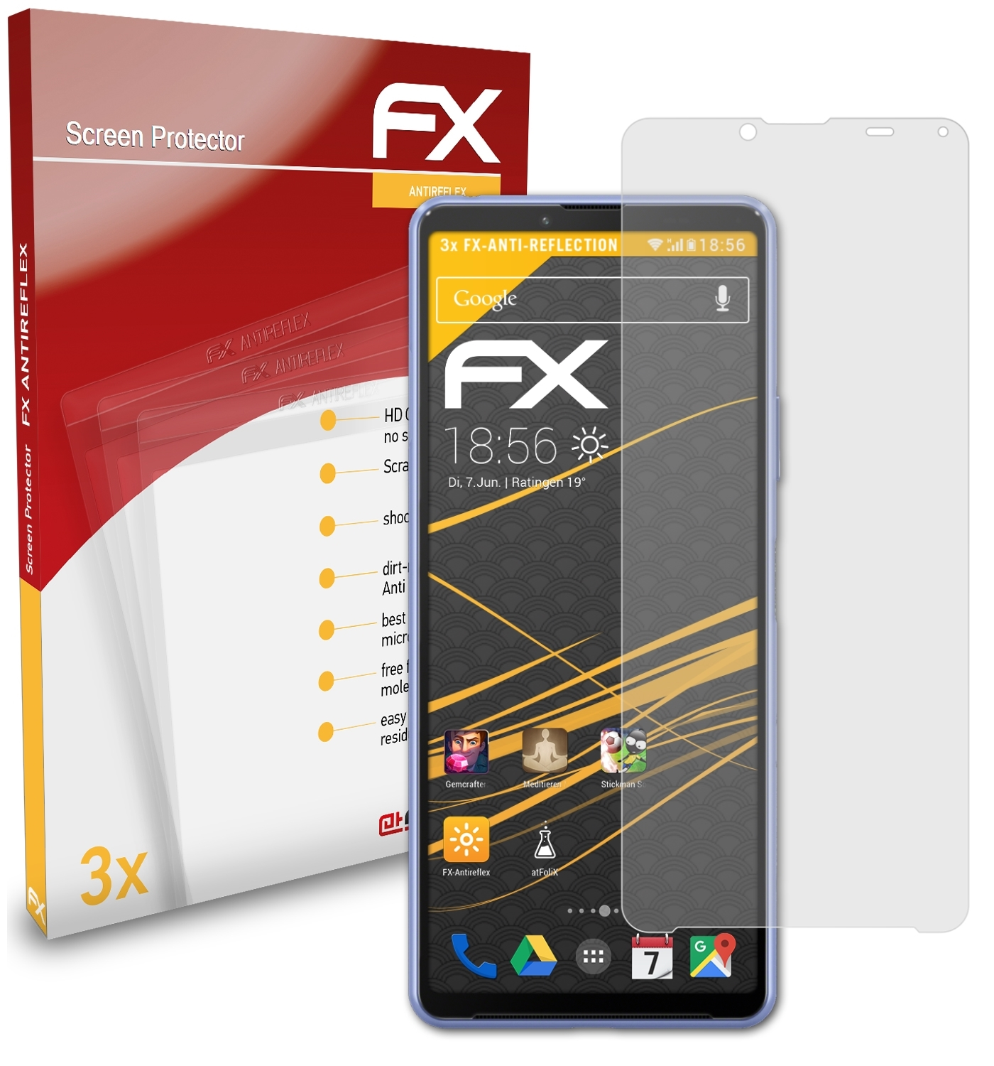 Xperia Sony Displayschutz(für III) 3x FX-Antireflex ATFOLIX 10