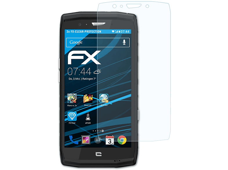 ATFOLIX 3x FX-Clear Displayschutz(für Crosscall Trekker X4)
