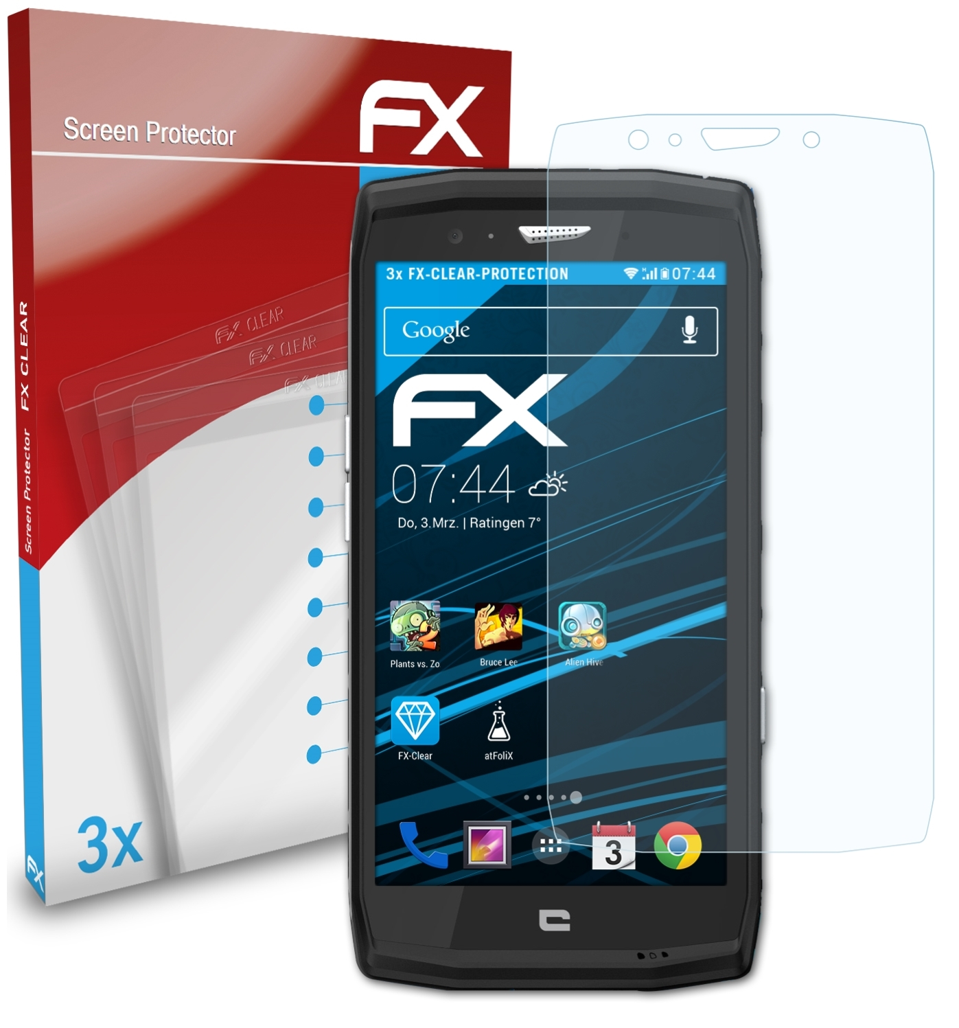 ATFOLIX 3x Displayschutz(für FX-Clear Crosscall X4) Trekker