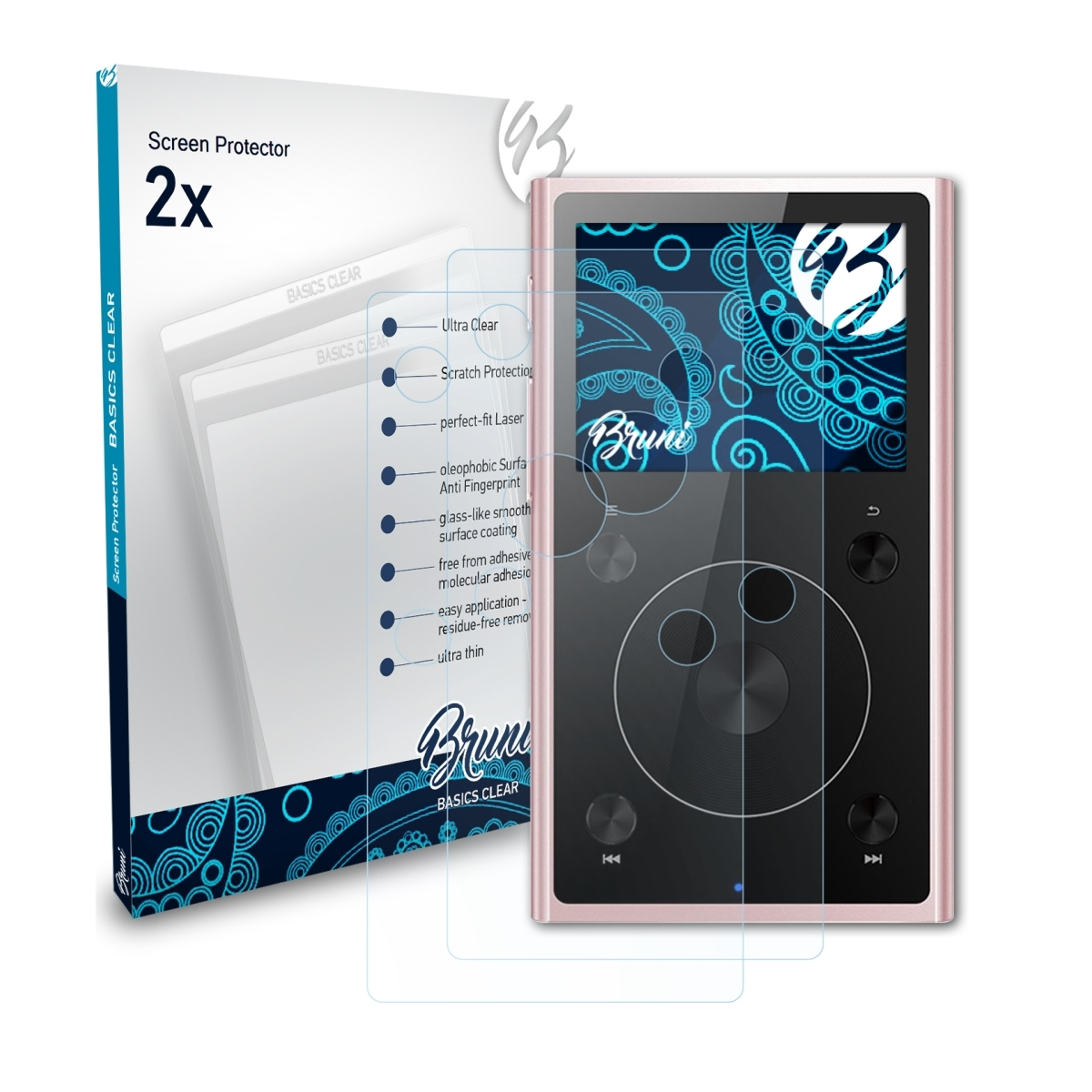 BRUNI 2x Basics-Clear Schutzfolie(für II) FiiO X1