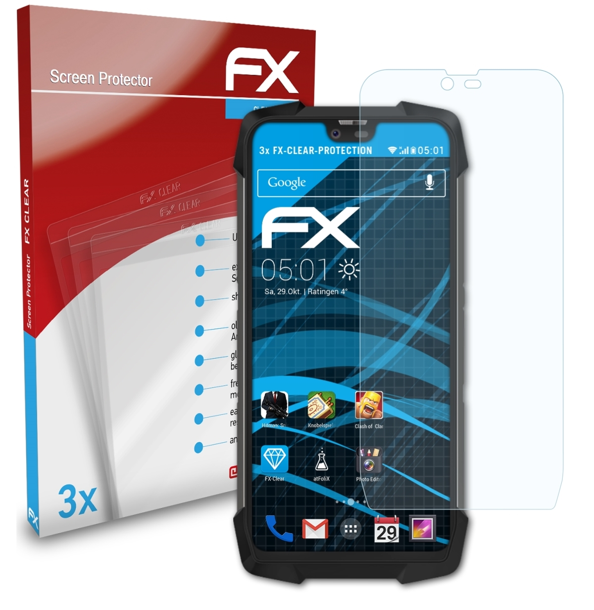 ATFOLIX 3x FX-Clear Blackview Displayschutz(für Pro) BV9700