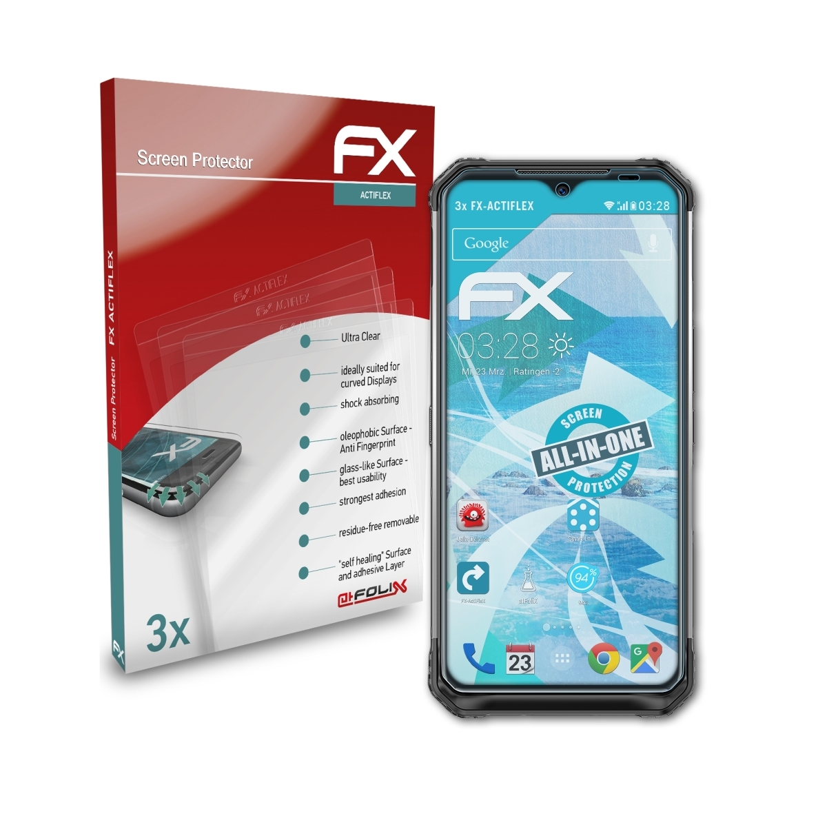 ATFOLIX 3x Doogee S95 Pro) FX-ActiFleX Displayschutz(für