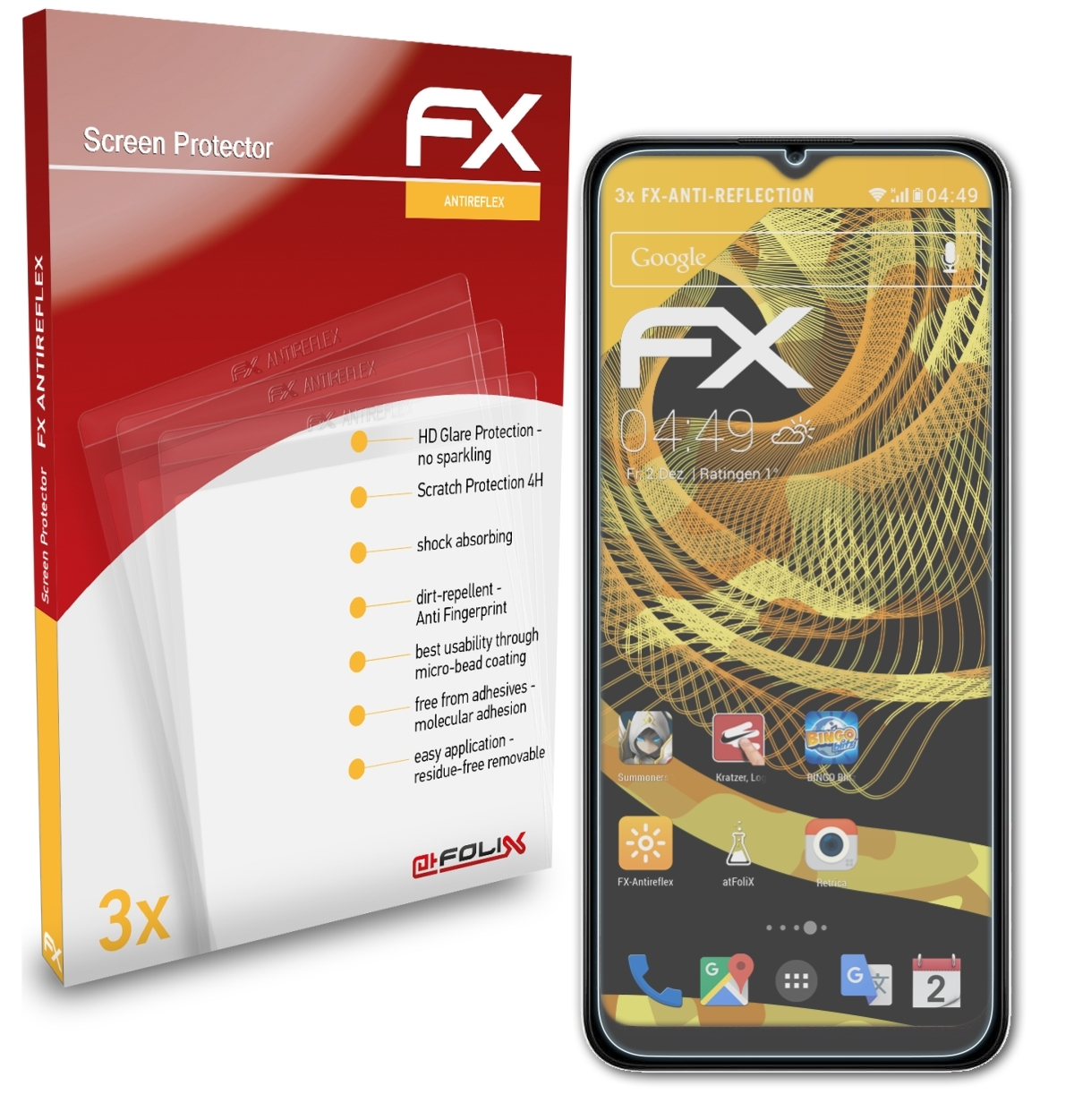 ATFOLIX 3x FX-Antireflex Displayschutz(für Samsung Galaxy A02s)