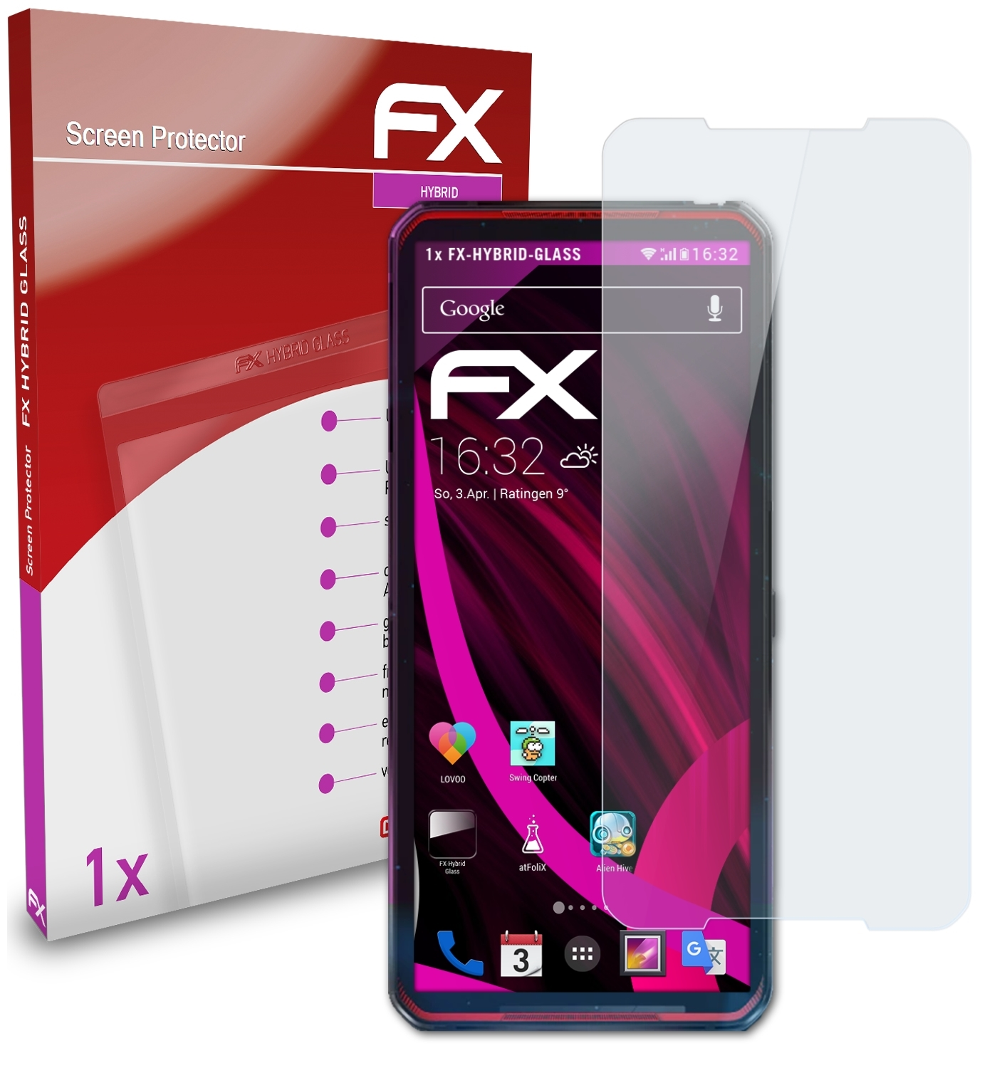 ATFOLIX FX-Hybrid-Glass Schutzglas(für Lenovo Duel) Legion Phone