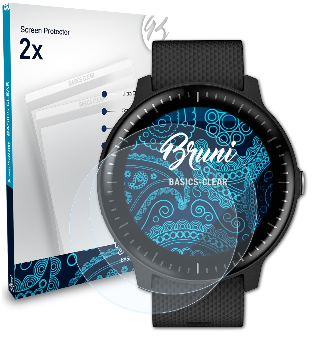 Vivoactive BRUNI 3 Basics-Clear Schutzfolie(für Garmin Music) 2x