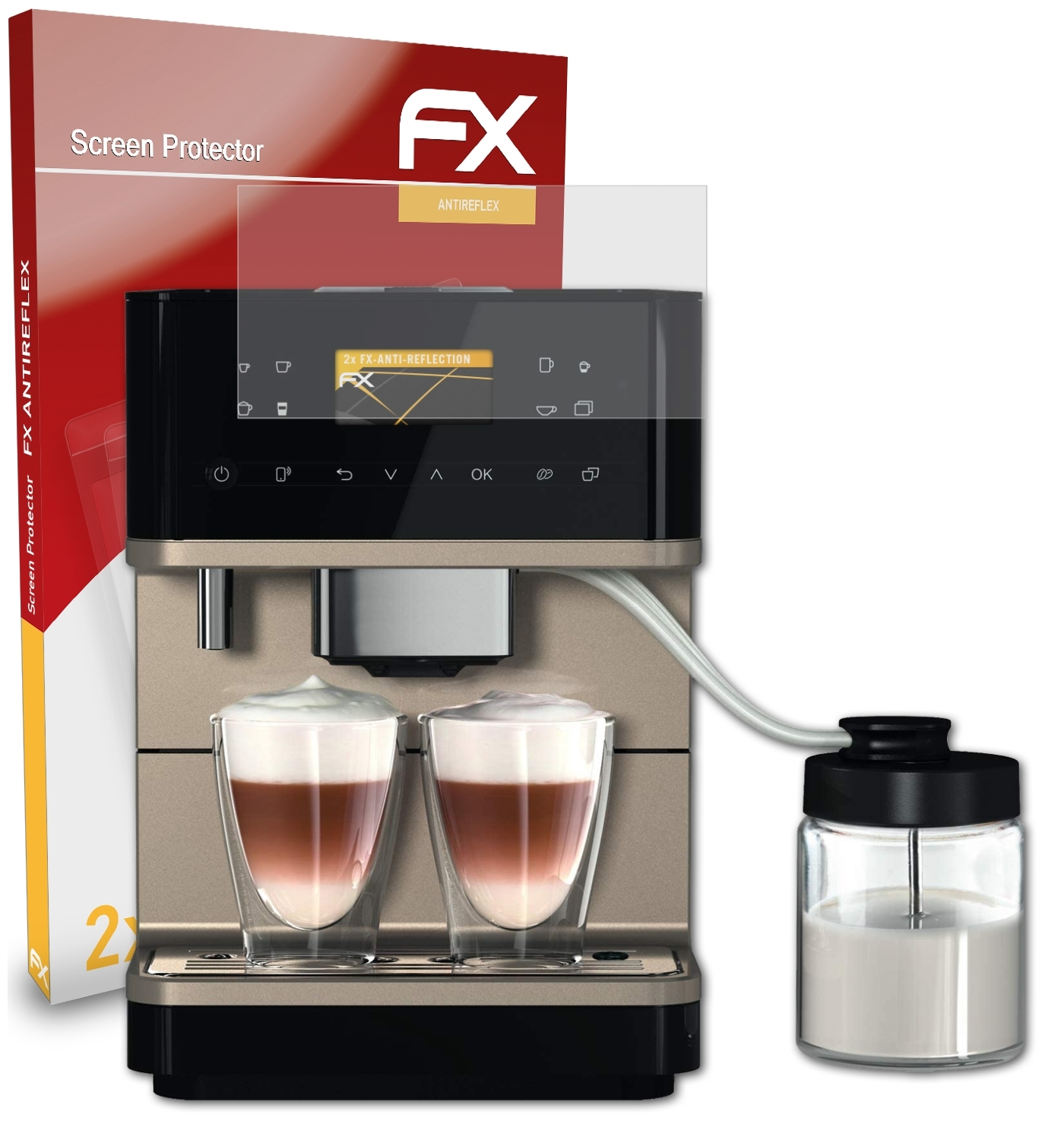 ATFOLIX 2x FX-Antireflex Displayschutz(für Miele CM MilkPerfection) 6360