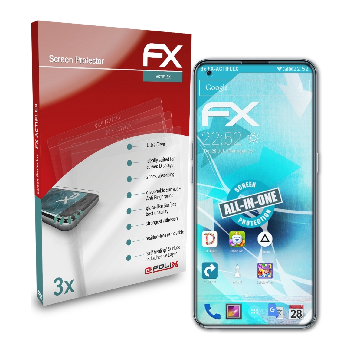 ATFOLIX 3x FX-ActiFleX Displayschutz(für Q3 Pro Carnival) Realme