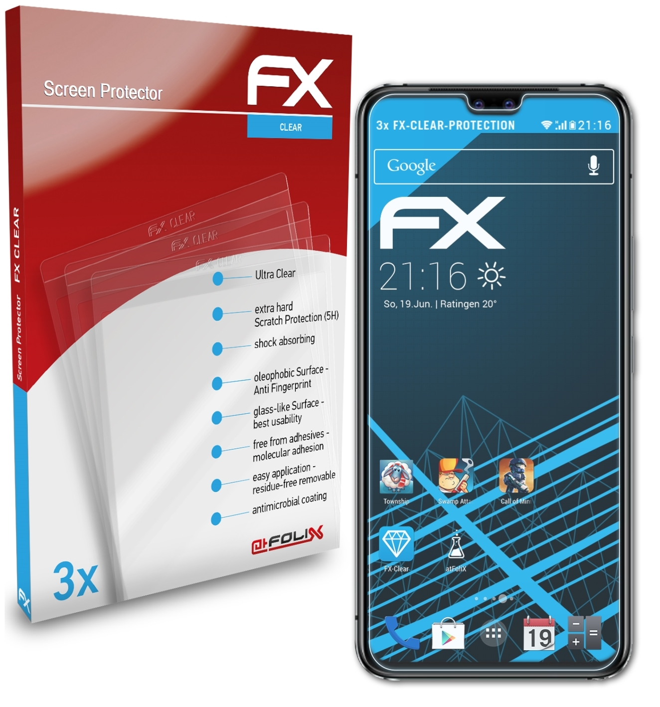 ATFOLIX 3x FX-Clear Displayschutz(für Pro) S10 Vivo