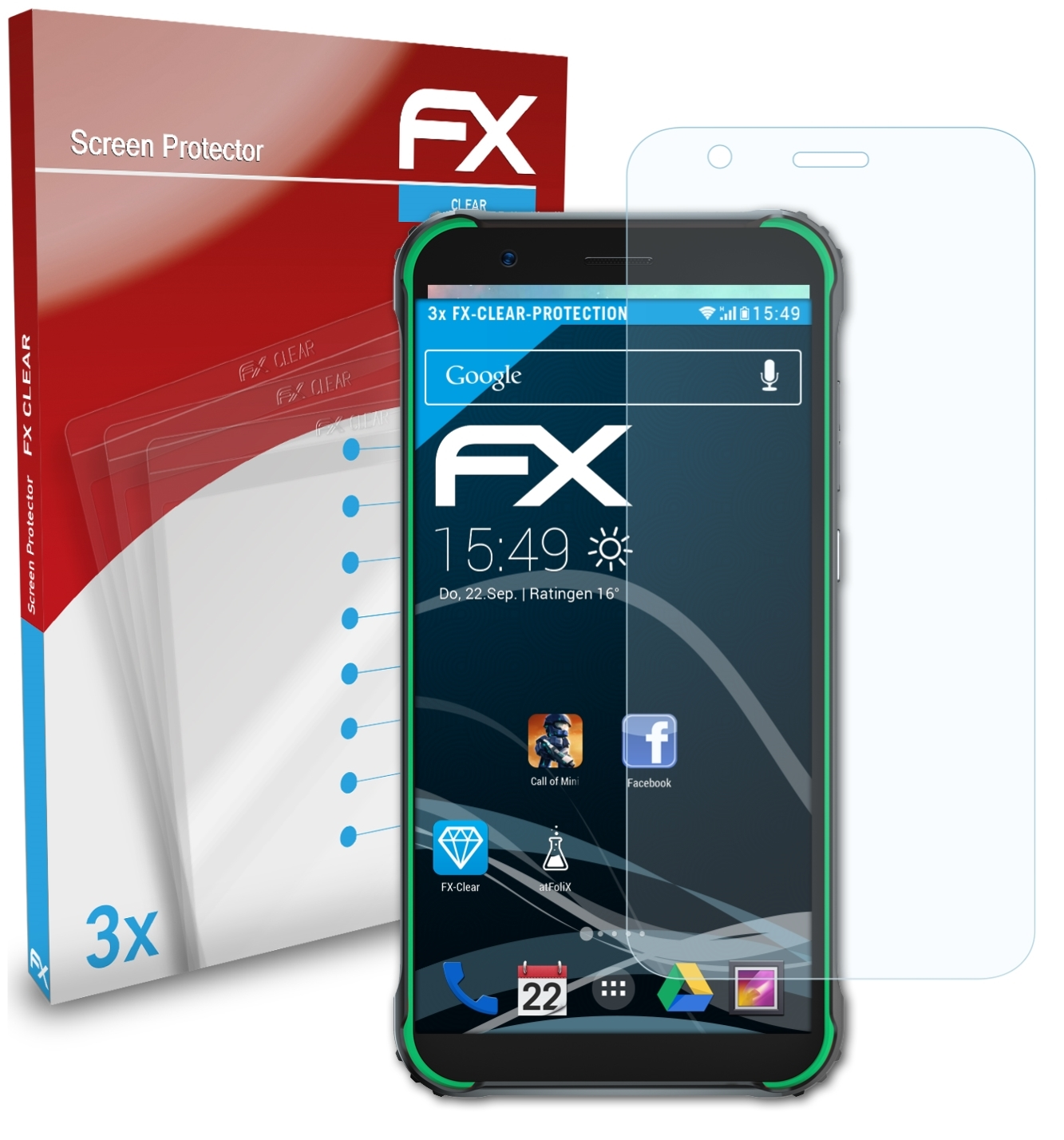 3x FX-Clear Displayschutz(für ATFOLIX BV4900) Blackview