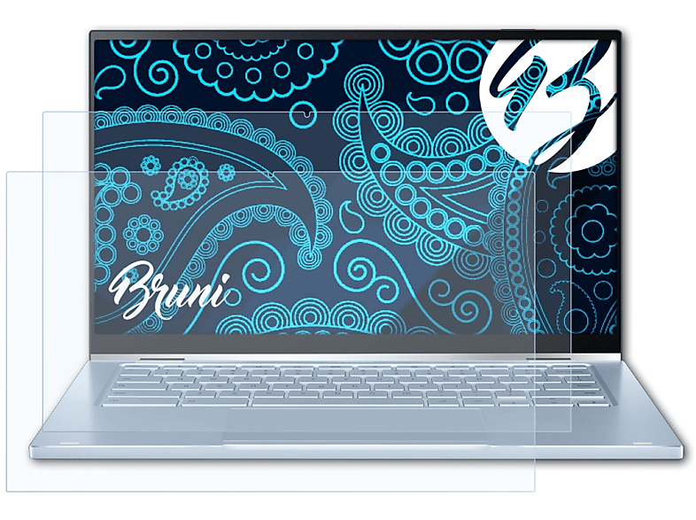 BRUNI 2x Basics-Clear Schutzfolie(für Asus Chromebook Flip C433 (C433TA))