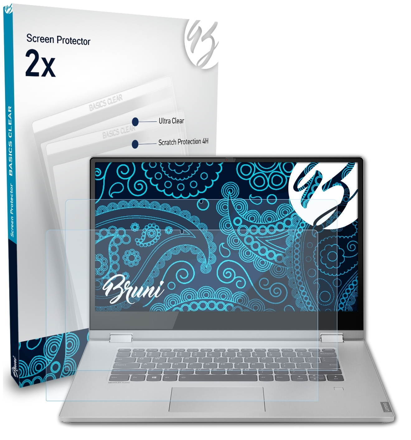 BRUNI 2x Basics-Clear Schutzfolie(für Lenovo IdeaPad inch)) C340 (14