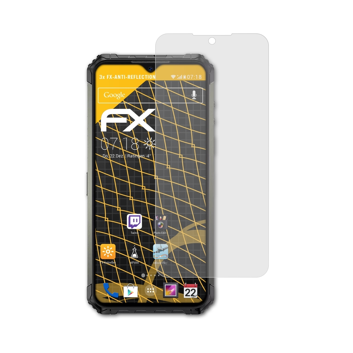 ATFOLIX Armor FX-Antireflex 7) Ulefone 3x Displayschutz(für