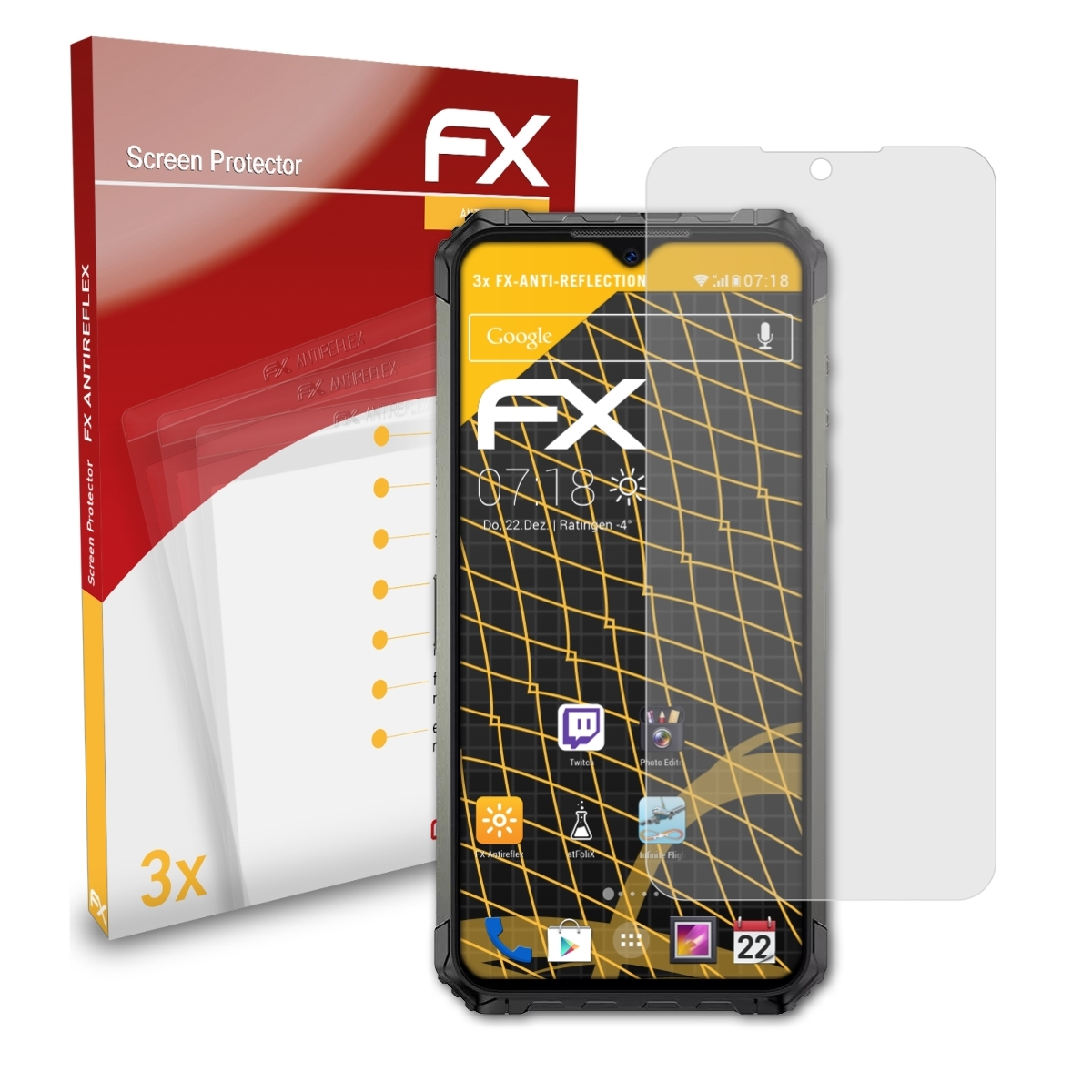 3x ATFOLIX FX-Antireflex Ulefone Armor 7) Displayschutz(für