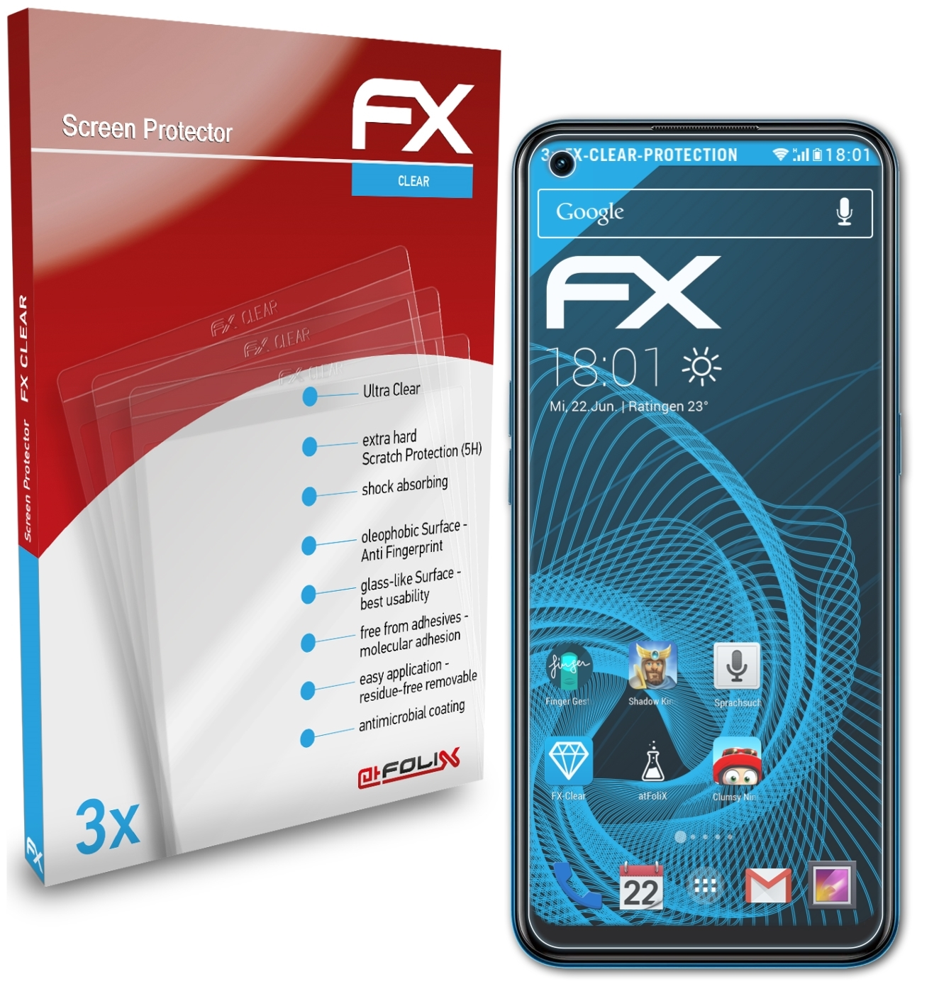 ATFOLIX 3x FX-Clear Displayschutz(für Oppo A53s)