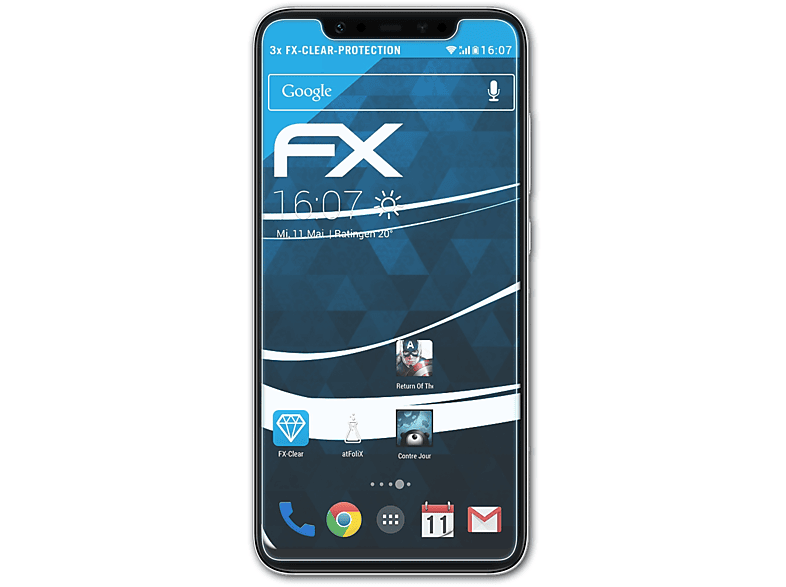 ATFOLIX 3x FX-Clear Mi Displayschutz(für Xiaomi 8)